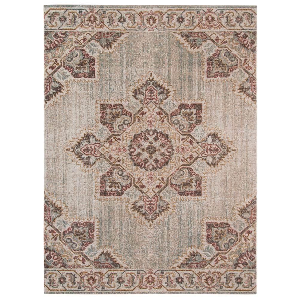 HomeRoots 7' X 9' Beige Medallion Power Loom Area Rug