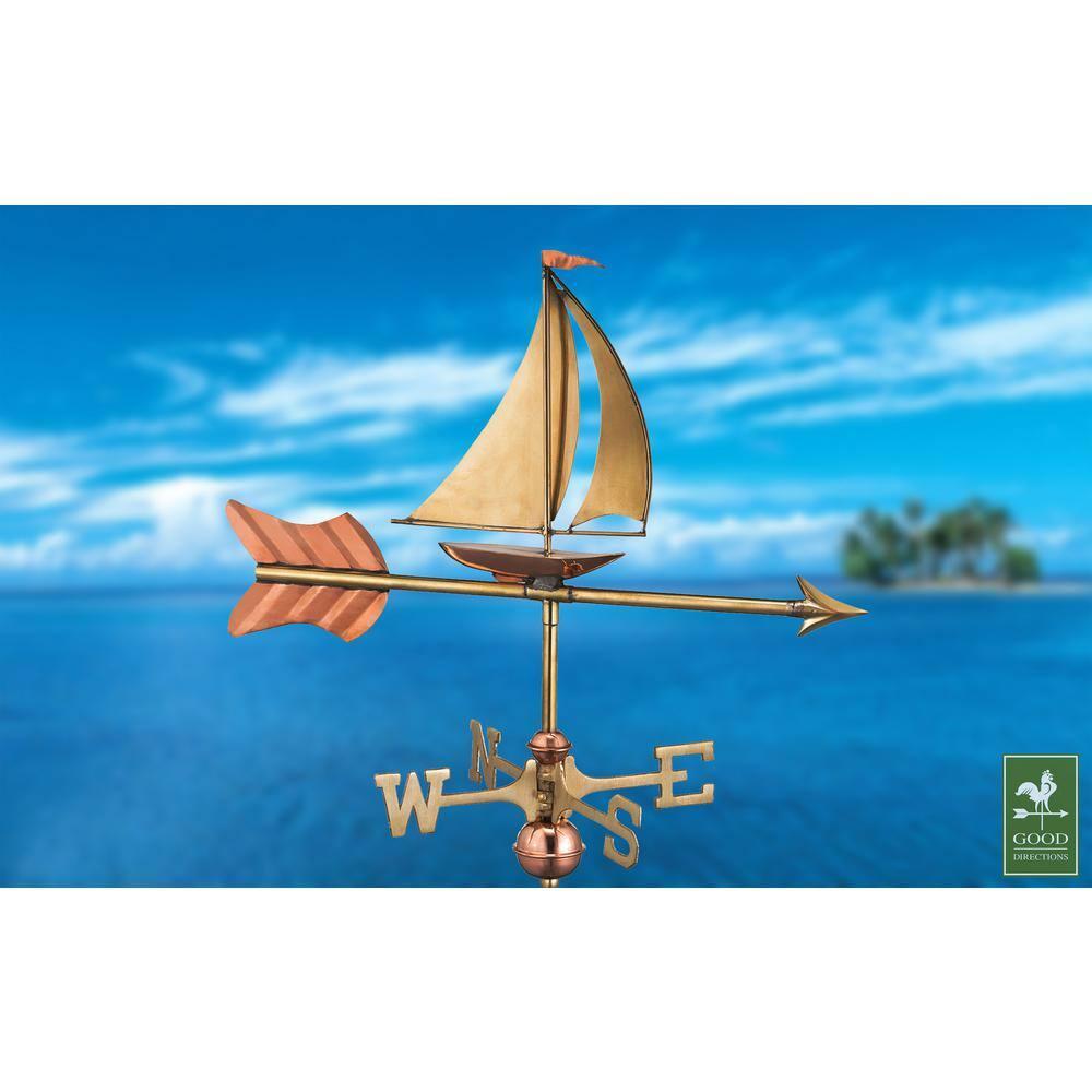 Good Directions 8803PG Sailboat Garden Weathervane with Garden Pole, Pure Copper