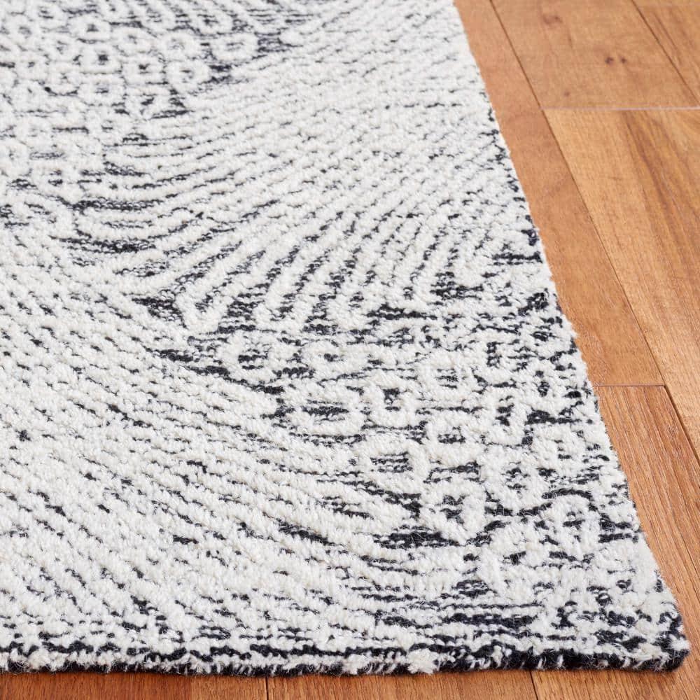 Ebony EBN105 Hand Tufted Indoor Area Rug - Black/Ivory - 4'x6' - Safavieh