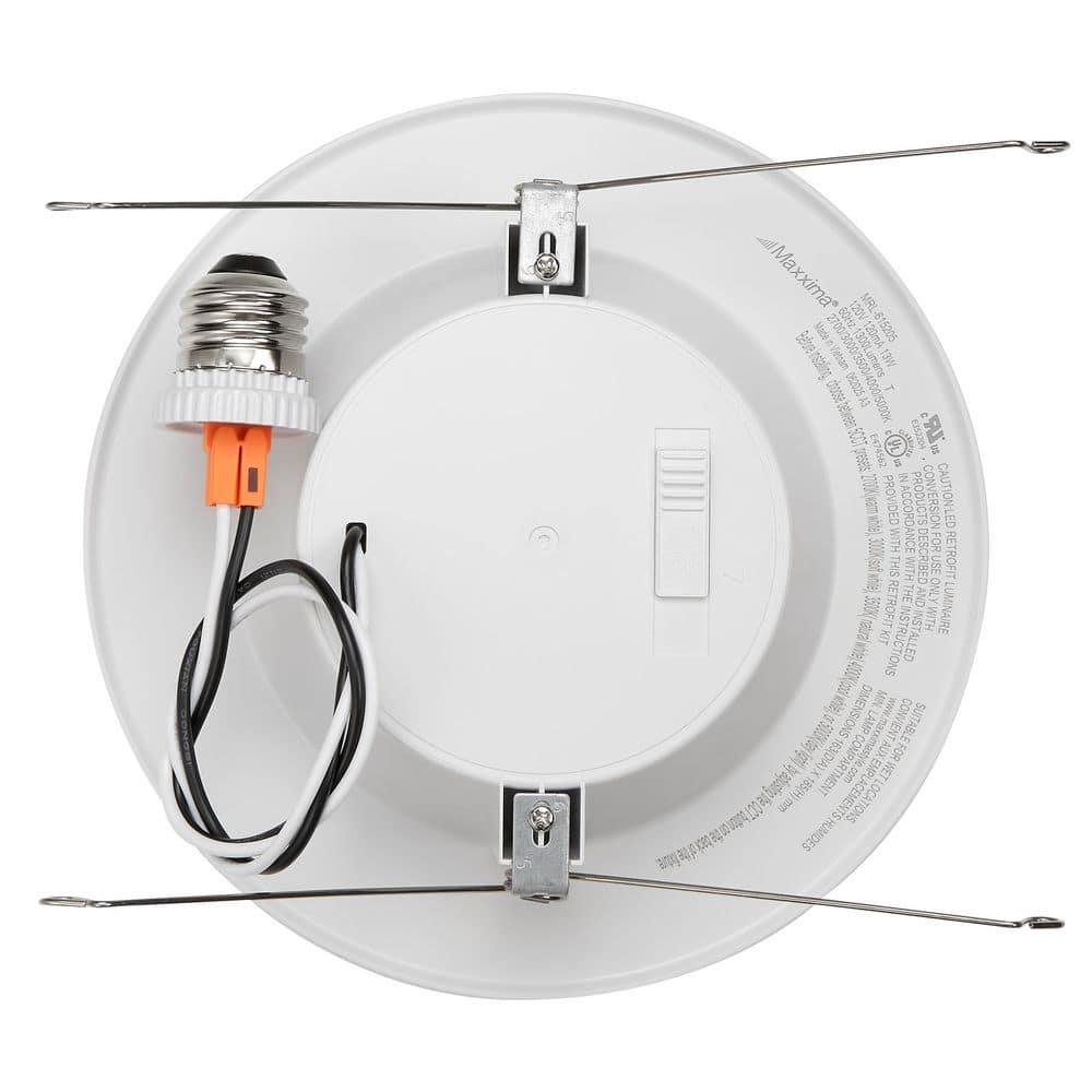 Maxxima 12 Pack 5 in. & 6 in. 5 CCT Retrofit Recessed LED Downlight - 1300 Lumens, E-26 Quick Connect, Dimmable, Color Selectable 2700K-5000K (2700K/3000K/3500K/4000K/5000K), Ideal for Contractors