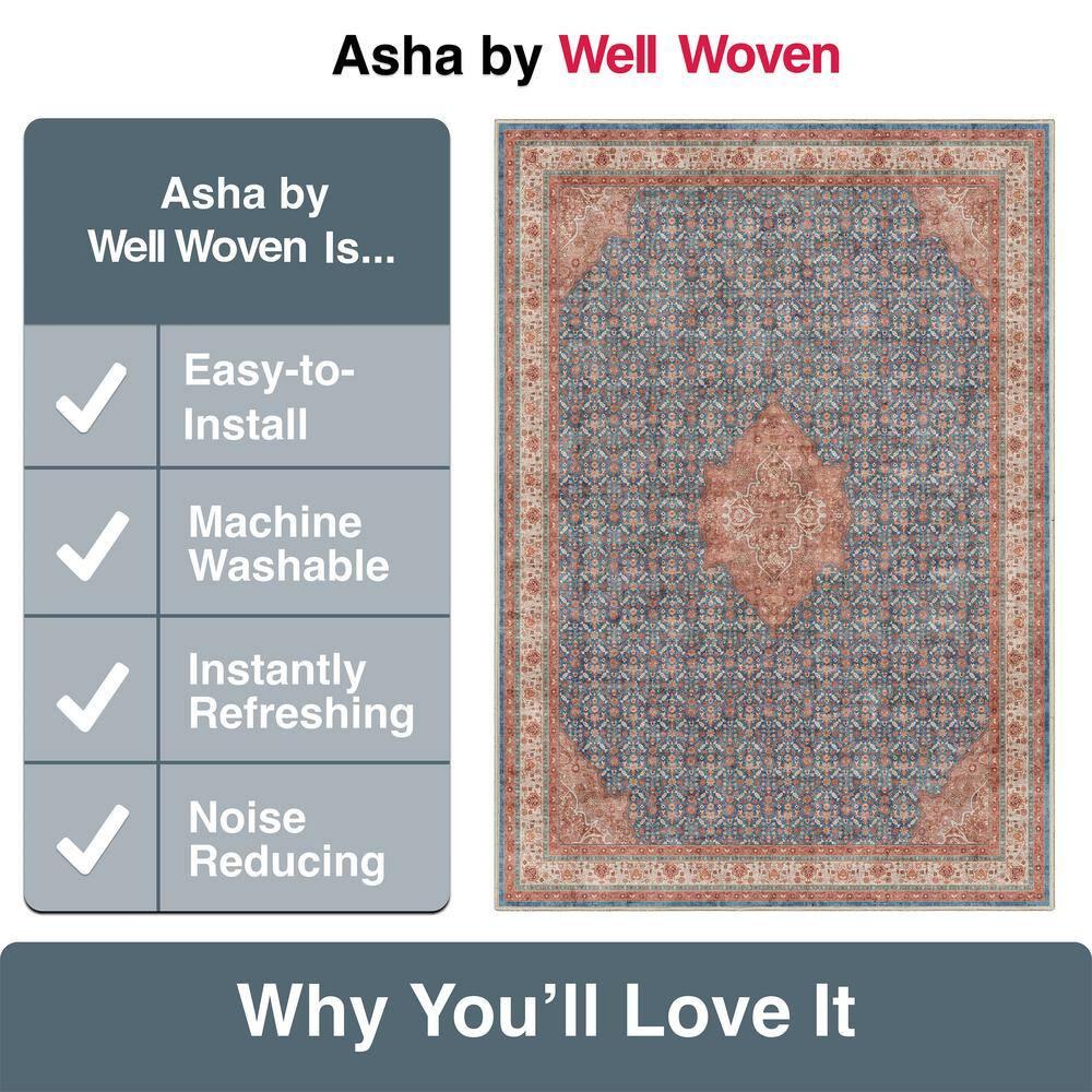 Well Woven Asha Lilith Vintage Oriental Blue Red 7'7" x 9'10" Area Rug
