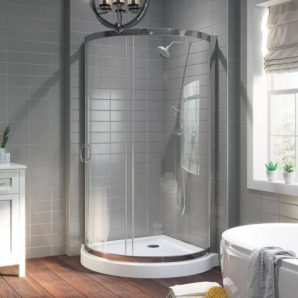 Ove Decors Breeze_36_without_walls OVE Decors Breeze Premium 40 in. Round Shower Kit w/ Clear, Base in Chrome Finish