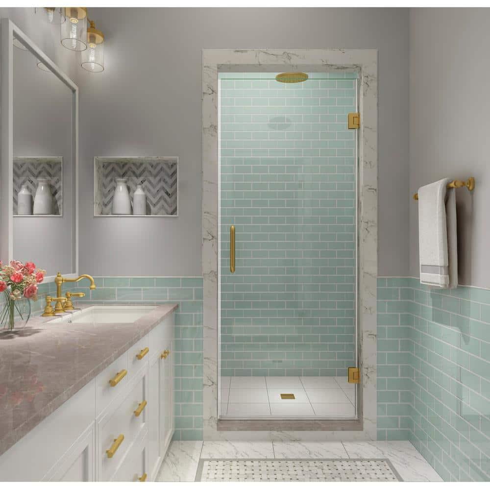 Aston Kinkade XL 33.25" - 33.75" W x 80" H Hinged Frameless Shower Door SDR997EZ-BG-33580
