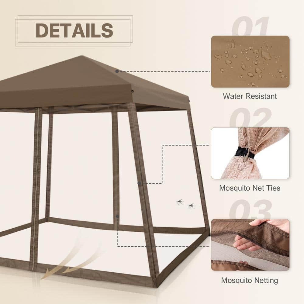 COOS BAY 10 Ft. W X 10 Ft. D Steel Pop Up Slant Leg Patio Gazebo With Netting