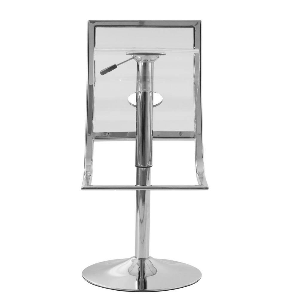 LeisureMod Napoli Transparent Acrylic Bar Counter Stool, Modern Clear Seat with Chrome Base for Kitchen Island and Home Bar