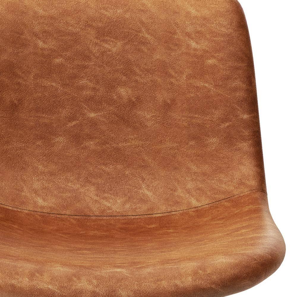 Simpli Home Jolie Upholstered Vegan Faux Leather Contemporary Counter Stool with Padded Bucket Seat and Footrest (Set of 2)