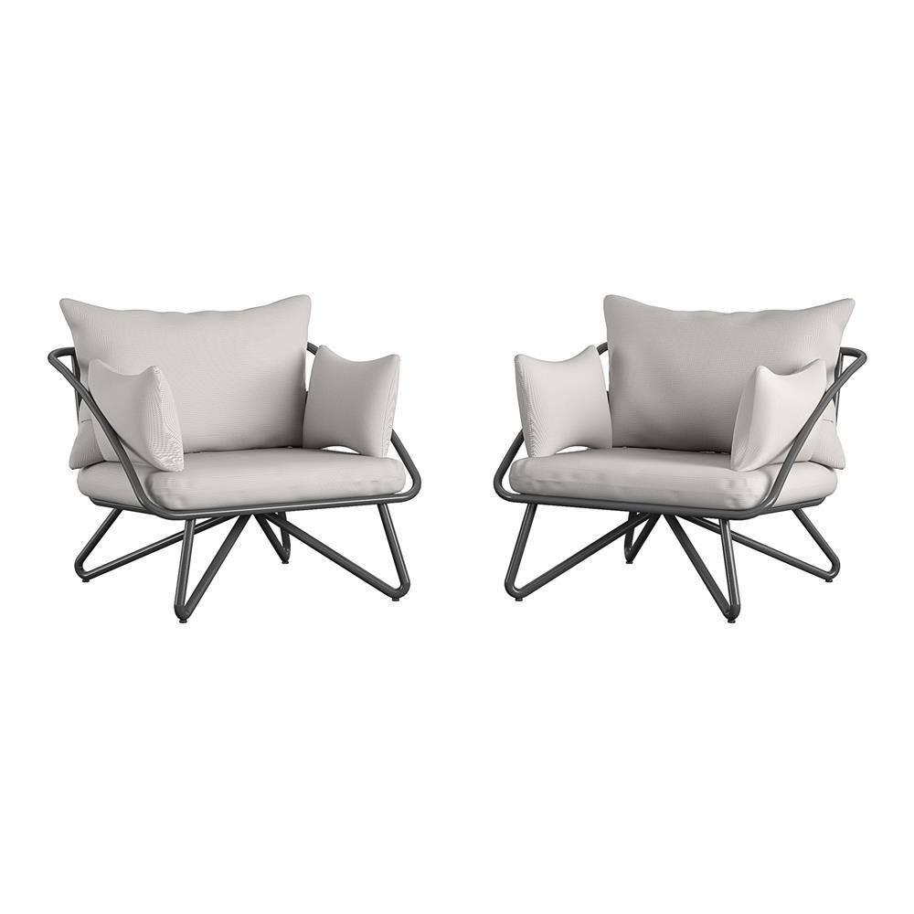 Teddi 2pc Outdoor Lounge Chairs Charcoal - Novogratz: Weather-Resistant Patio Furniture, Steel Frame