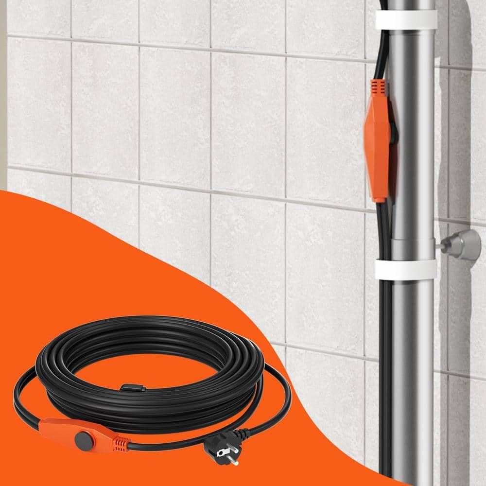 VEVOR Pipe Heating Cable 24FT 7W/FT Heat Tape for Pipes with Built-in Thermostat