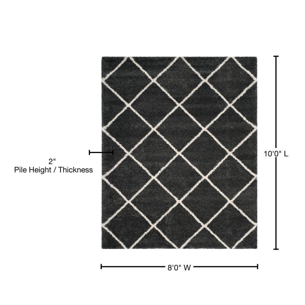 Hudson Shag SGH281 Power Loomed Indoor Area Rug - Dark Grey/Ivory - 8'x10' - Safavieh