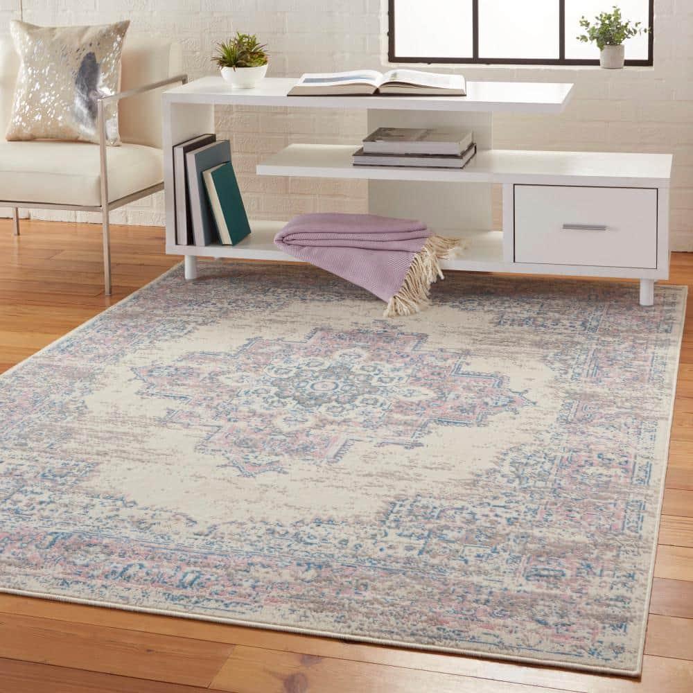 Nourison Grafix GRF14 Ivory/Pink Indoor Area Rug 6' x 9'