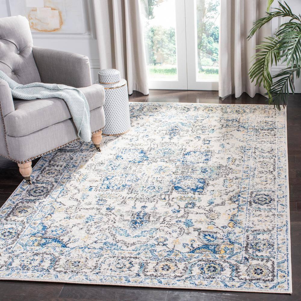Madison MAD603 Power Loomed Indoor Area Rug - Grey/Ivory - 6'7"x6'7" - Safavieh