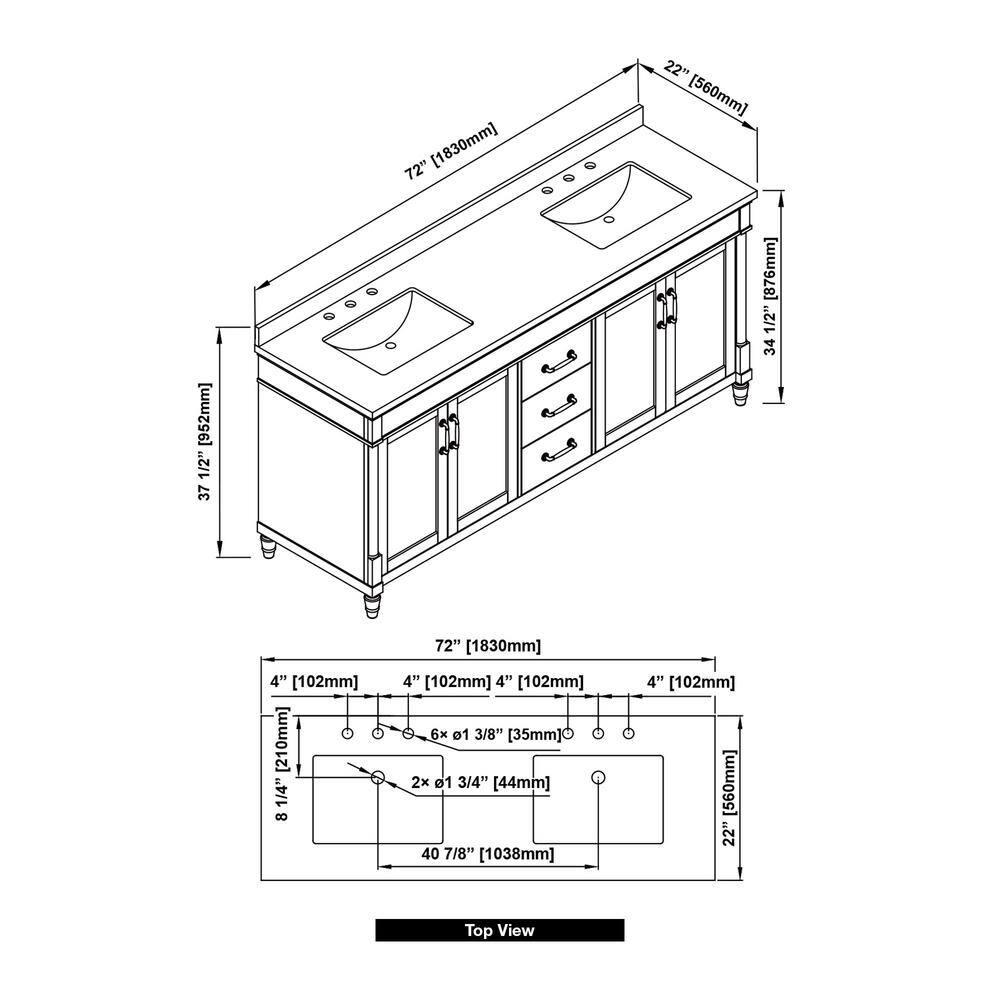 Ove Decors OVE Decors Salisbury 72 in. Double Sink Bathroom Vanity in Pure White