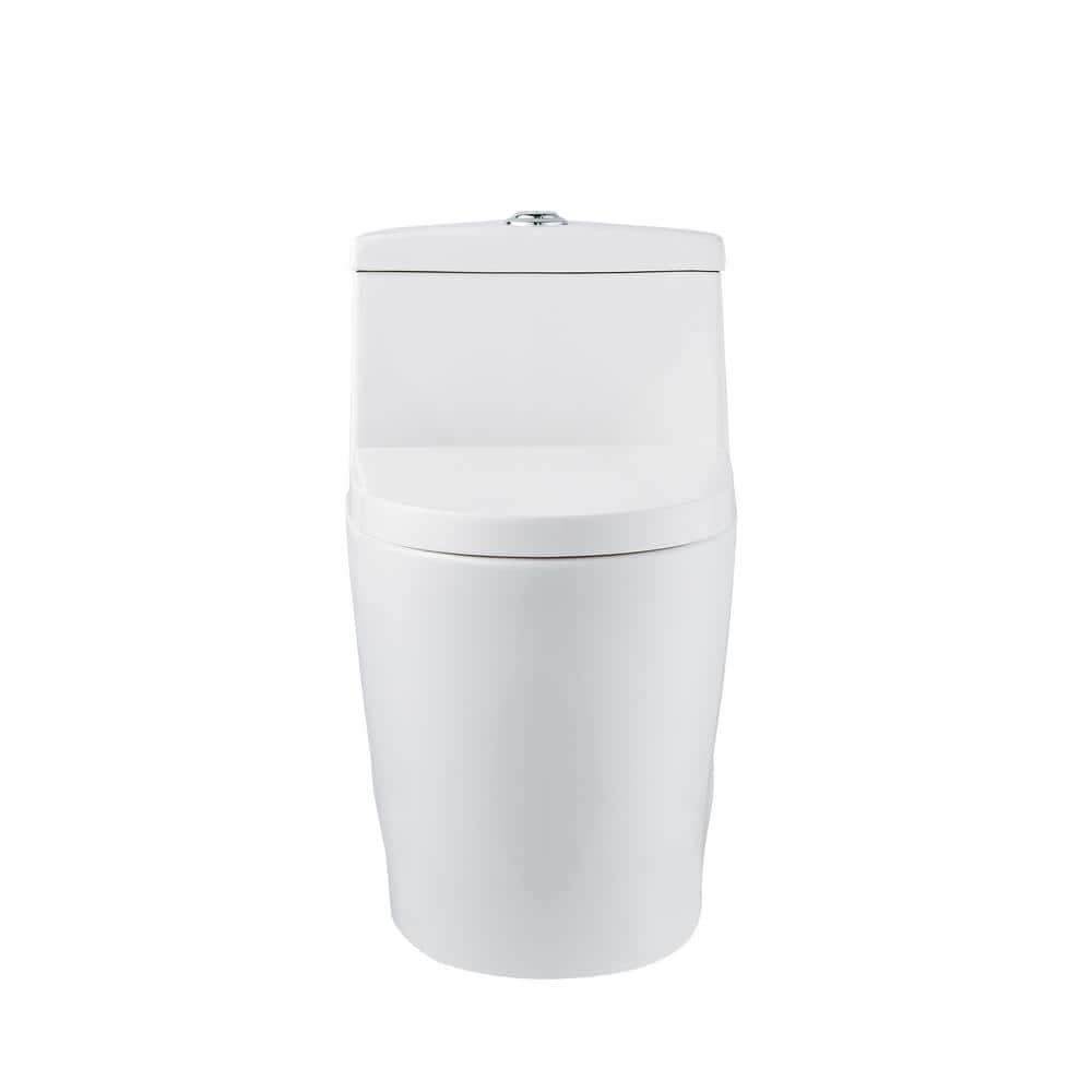 DeerValley Prism Dual-Flush Elongated One-Piece Toilet with Glazed Surface Lower Water Tank for Space Saving (Seat Included)