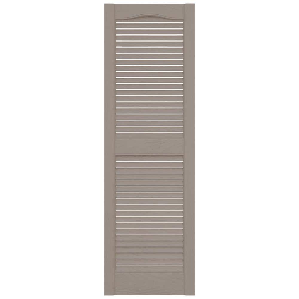 12 in. x 31 in. Louvered Vinyl Exterior Shutters Pair in Clay
