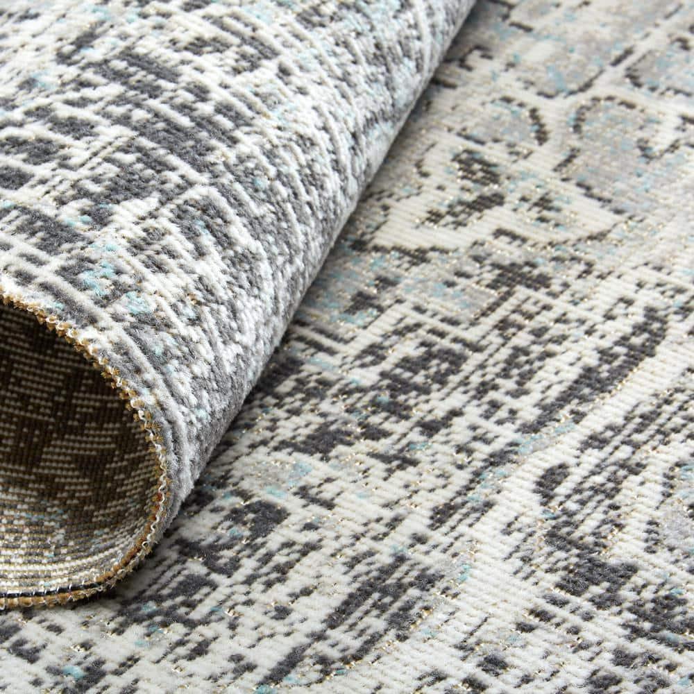 Nicole Miller Nicole Miller New York Patio Sofia Medallion Indoor/Outdoor Area Rug, Light Grey/Dark Grey