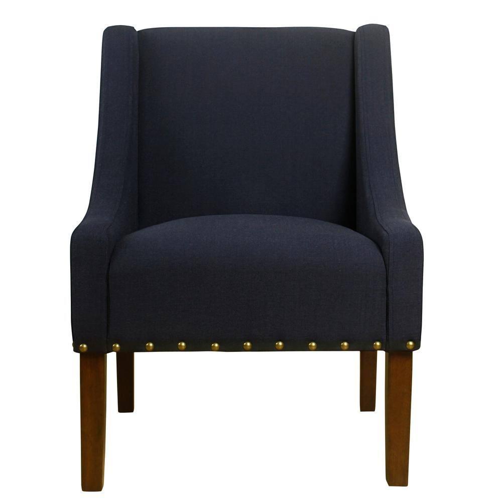 Modern Swoop Accent Chair with Nailhead Trim Navy - HomePop