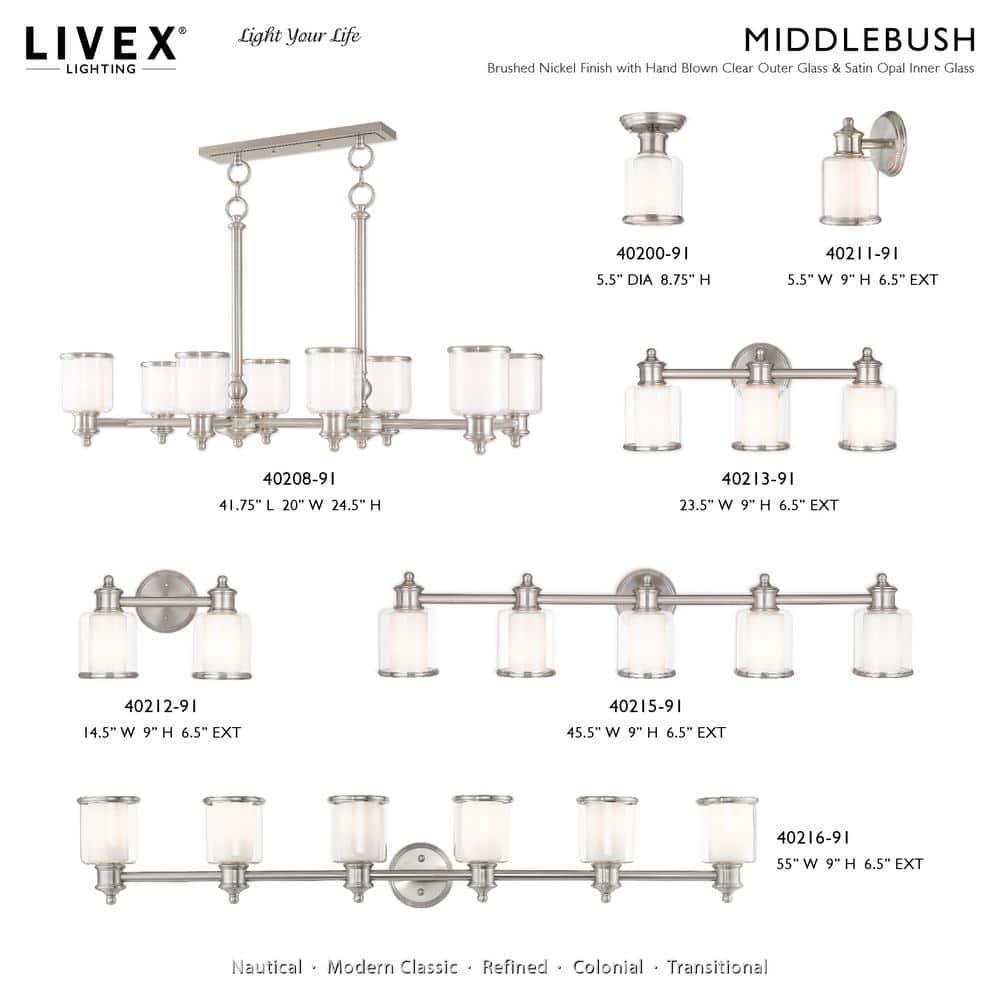 Livex Lighting Middlebush 3 - Light Vanity in  Brushed Nickel
