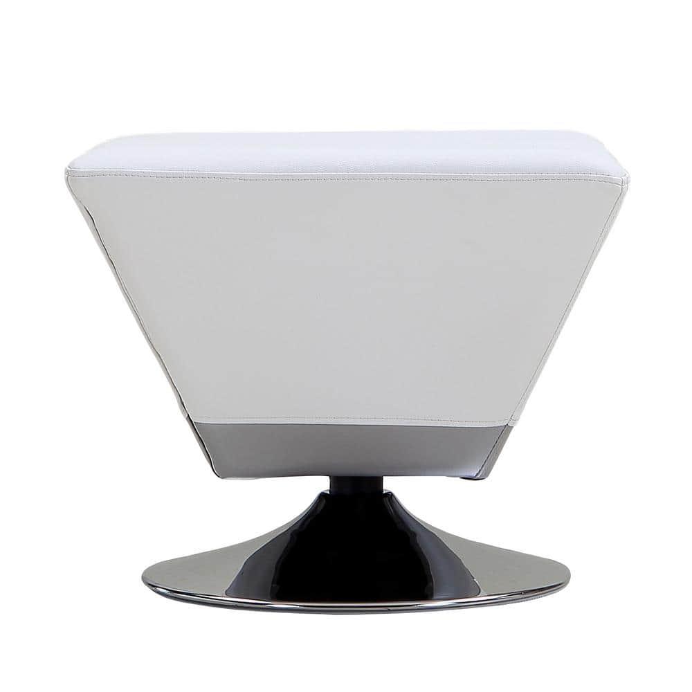 Diamond Swivel Ottoman White - Manhattan Comfort: Chrome Base, Faux Leather, No Assembly Required