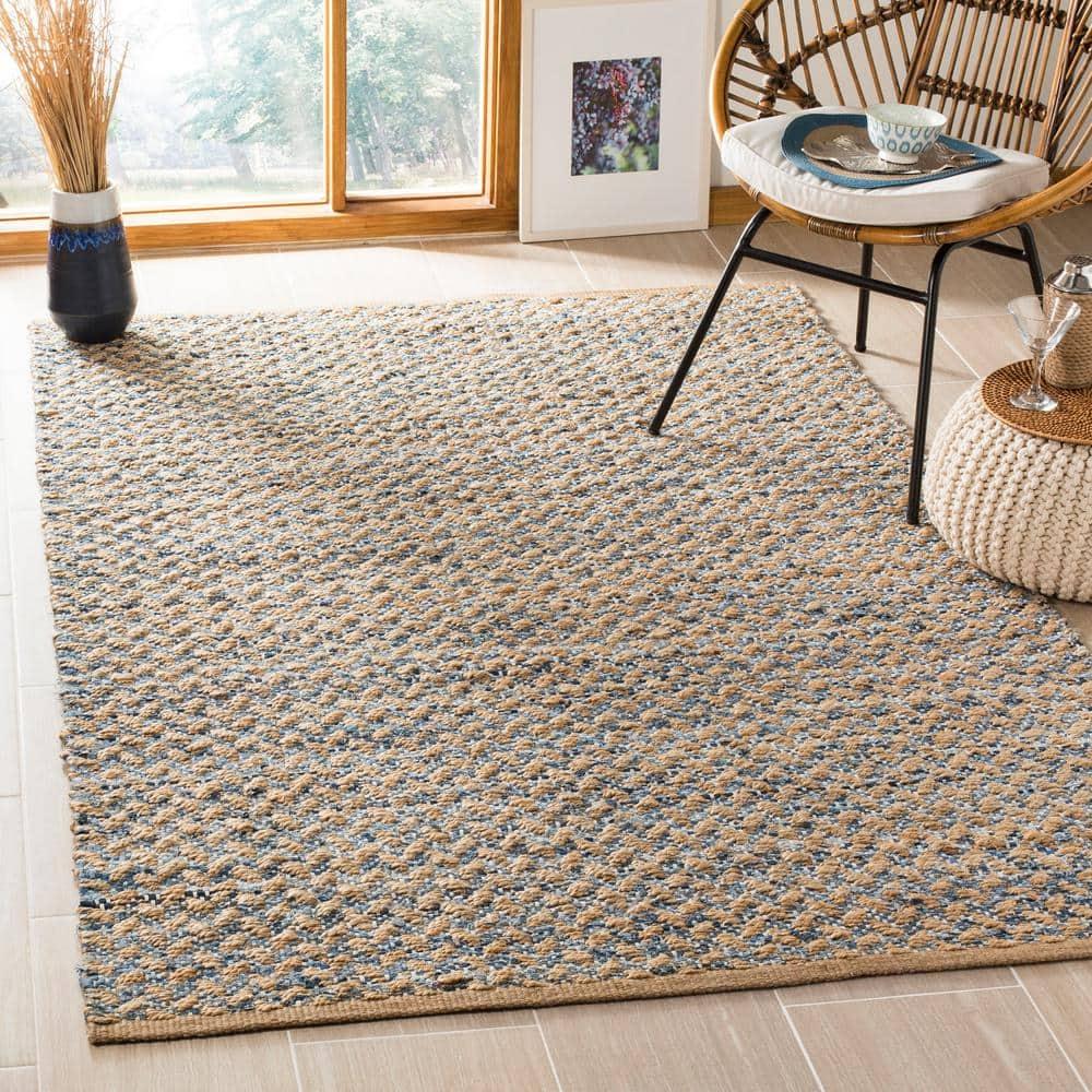 Cape Cod CAP352 Hand Woven Area Rug - Natural/Blue - 8'x8' - Safavieh.