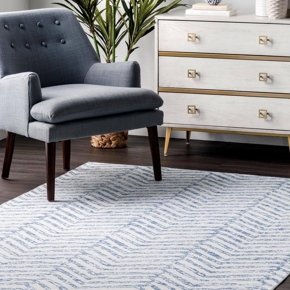 nuLOOM Rosanne Machine Washable Geometric Area Rug, 2' 6" x 8', Blue