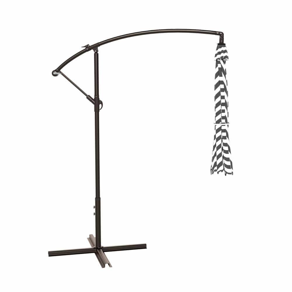 Polytrends Weller 10-foot Offset Cantilever Hanging Patio Umbrella Gray Striped