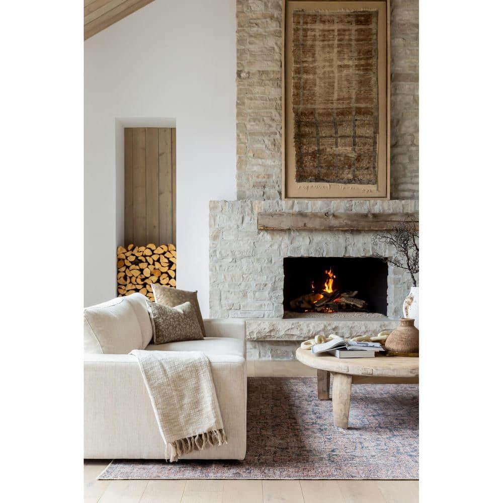 Lorelai Blue and Beige Synthetic Washable Area Rug