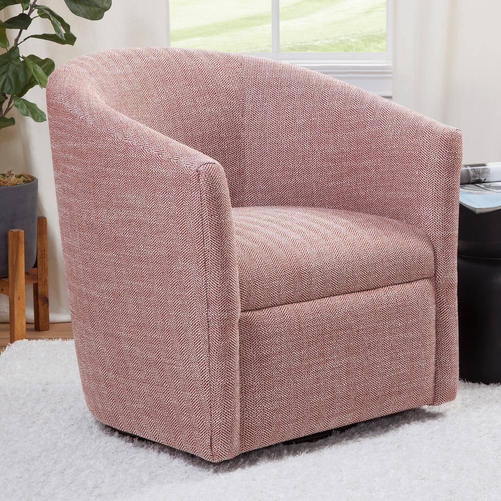 Comfort Pointe Lynton Swivel Accent Chair Henna: Upholstered Barrel, 360° Swivel, No Assembly Required