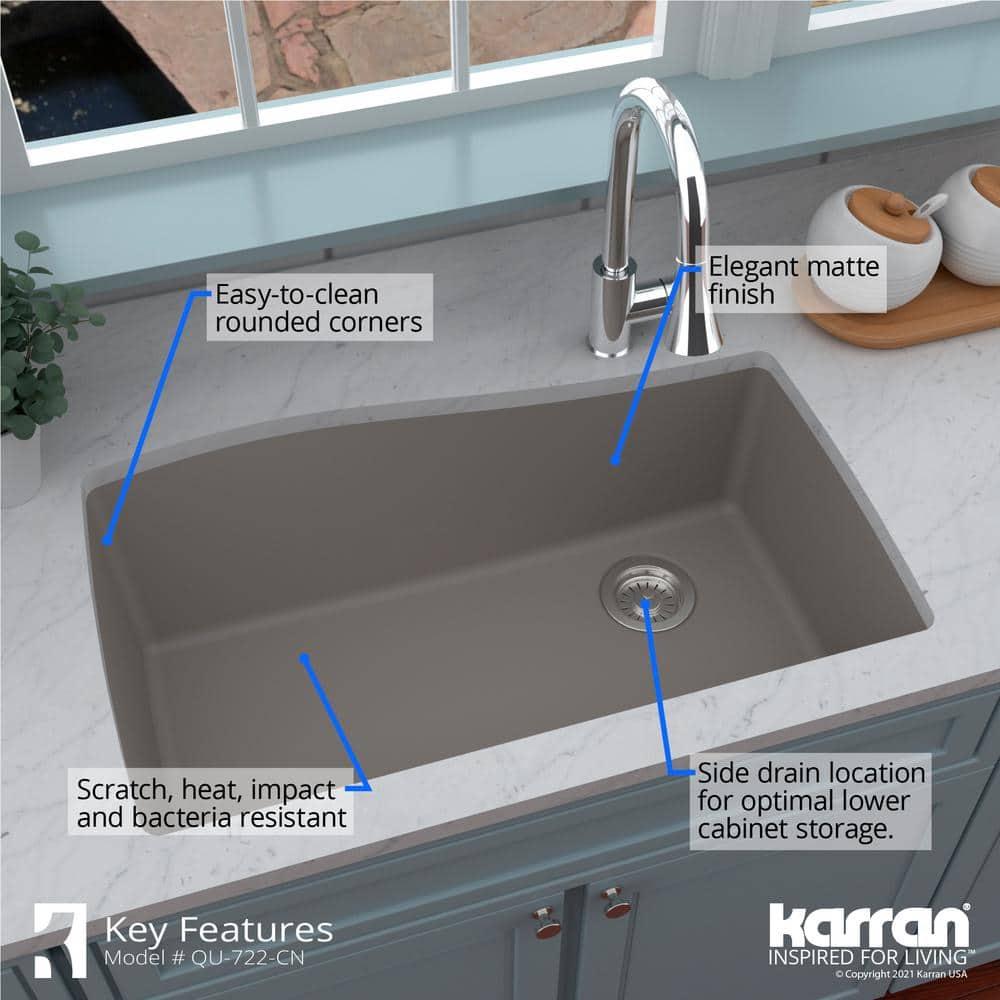Karran Karran Undermount Quartz Composite 33-1/2'' X 21'' Single Bowl Kitchen Sink QU-722-CN