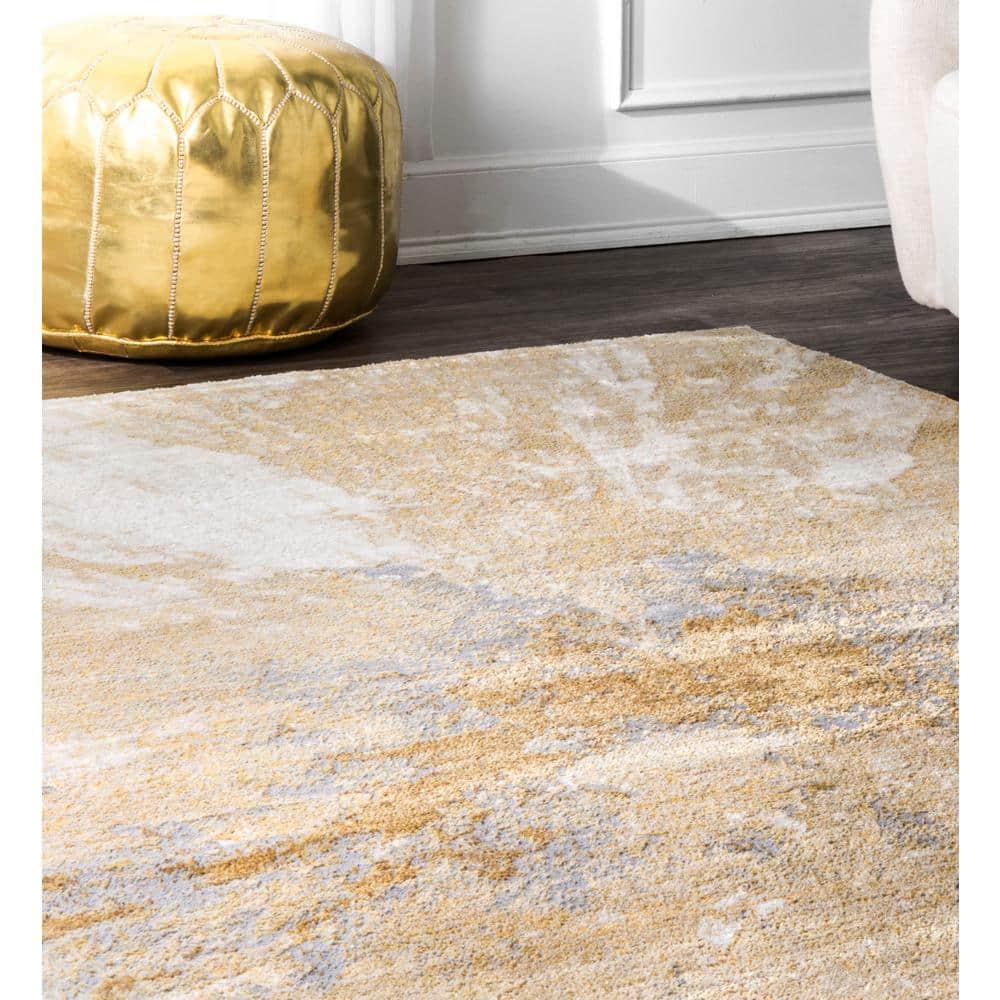 Nuloom Cyn Abstract 5x8 Indoor Area Rug for Living Room Bedroom Dining Room Kitchen, Gold/Ivory