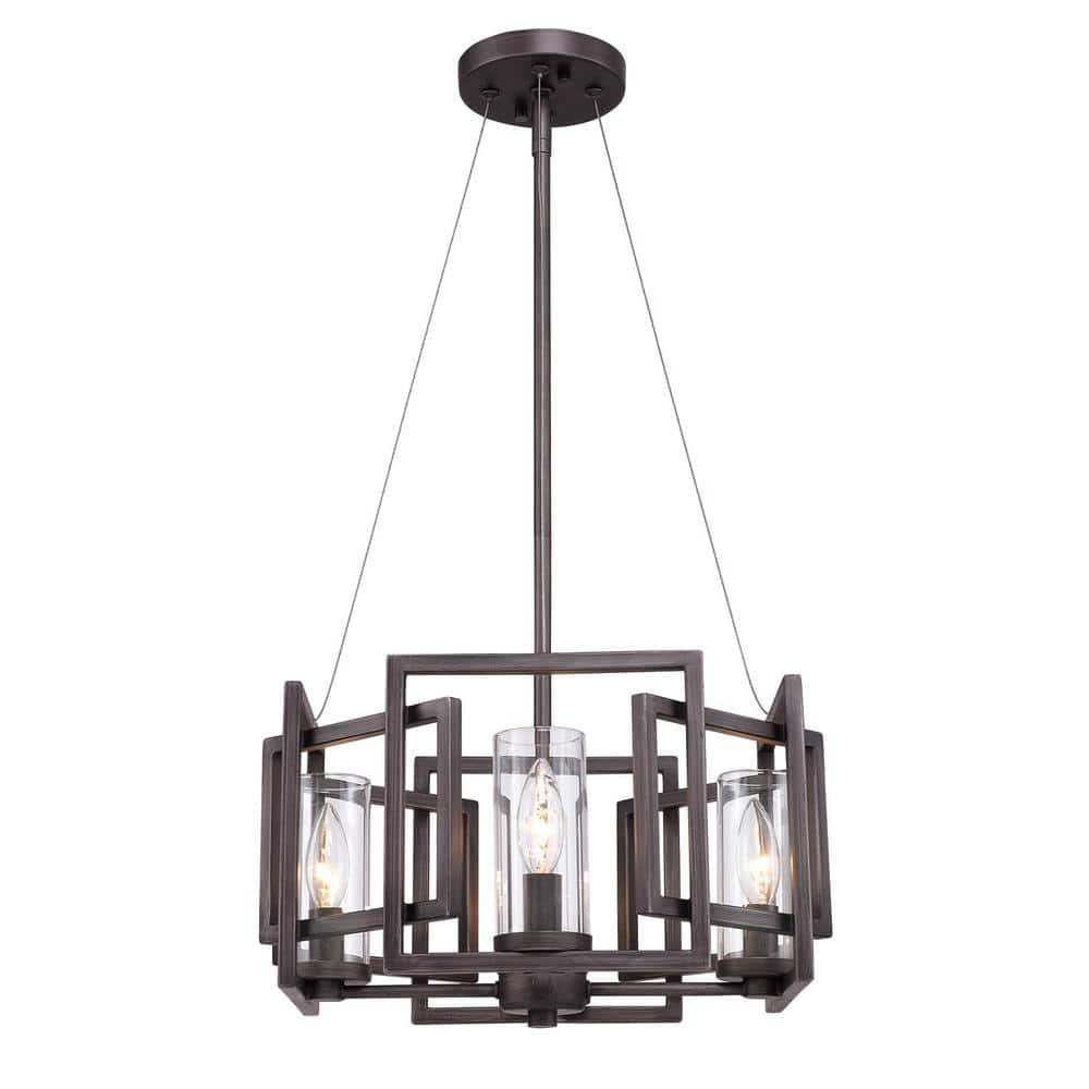 Golden Lighting Marco 4-Light Semi-flush in Gunmetal Bronze with Clear Glass