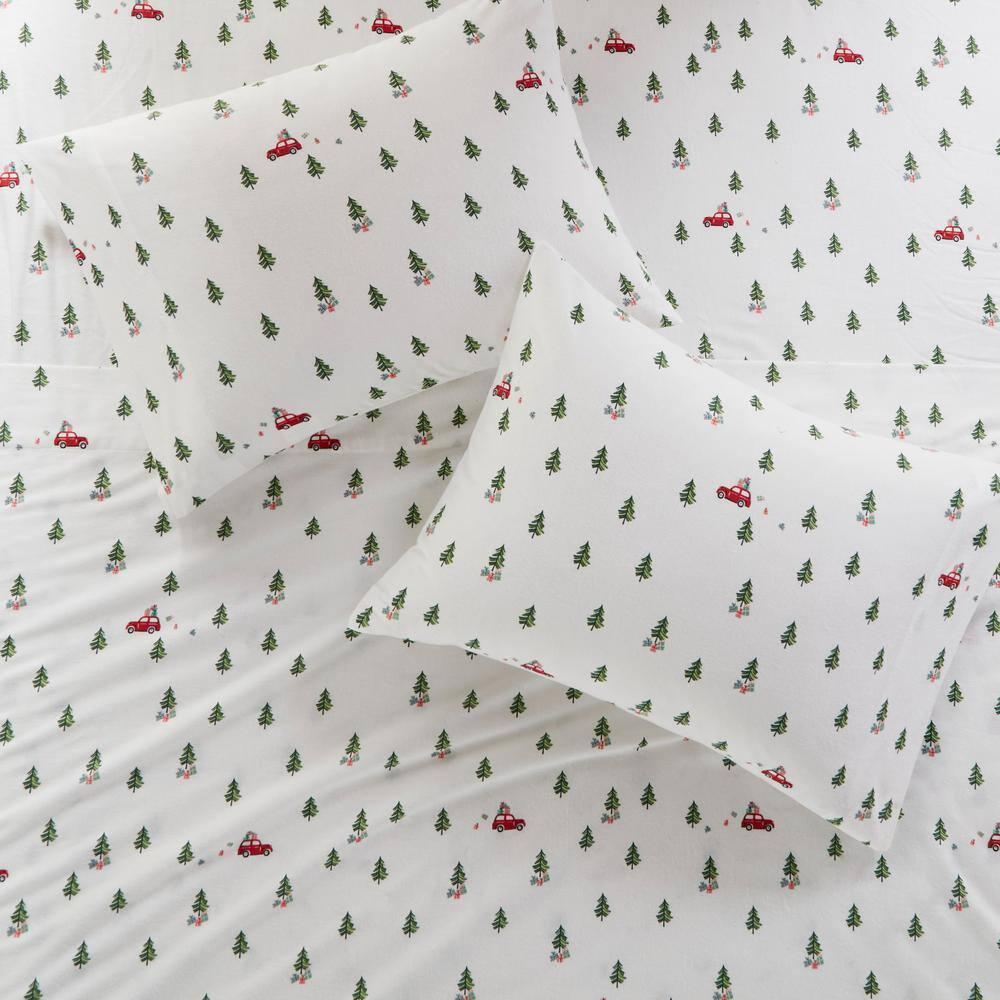 Queen Cotton Flannel Sheet Set Green Tree Trip - Woolrich