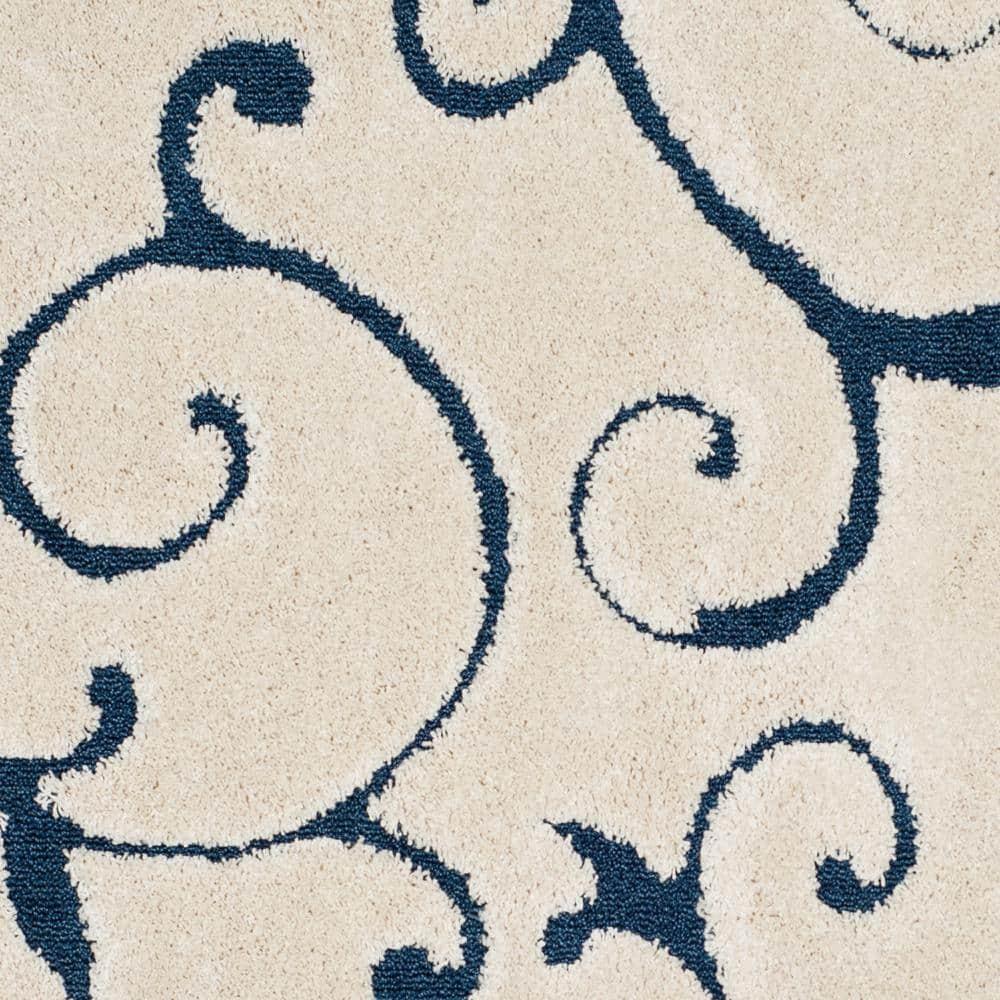 Florida Shag SG455 Power Loomed Indoor Area Rug - Cream/Blue - 9'x9' - Safavieh.