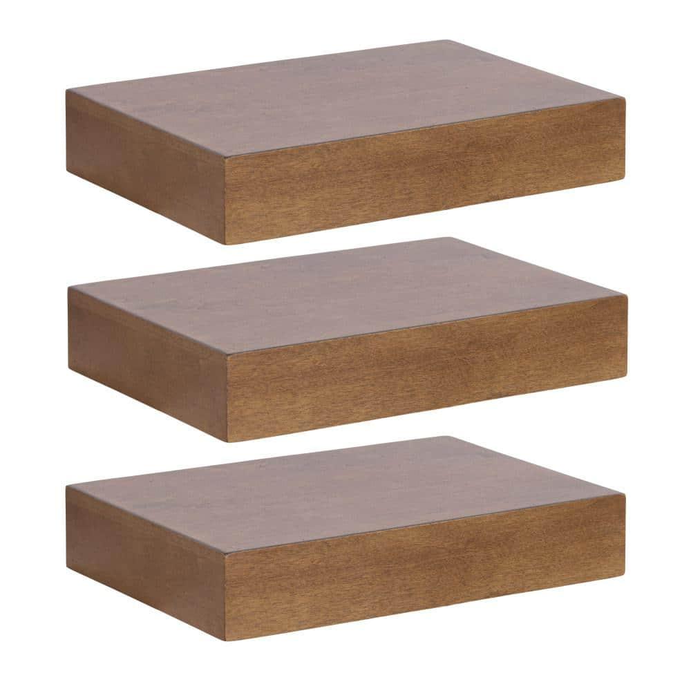 Kate & Laurel All Things Decor (Set of 3) 12" Havlock Wood Floating Shelves Rustic Brown