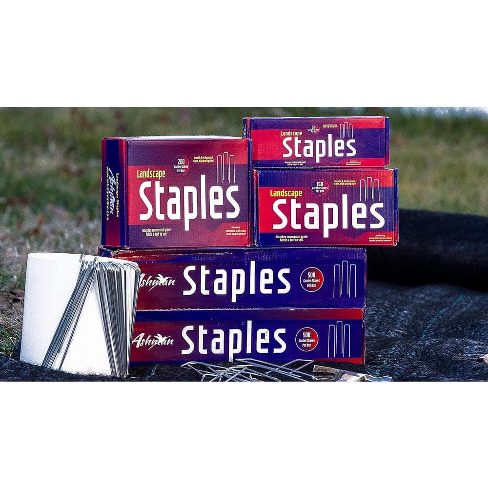 Ashman Online, Garden Landscape Staples Ground Stakes Pins, Silver Color, SOD Staples, 200 Count Heavy Duty & Anti Rust