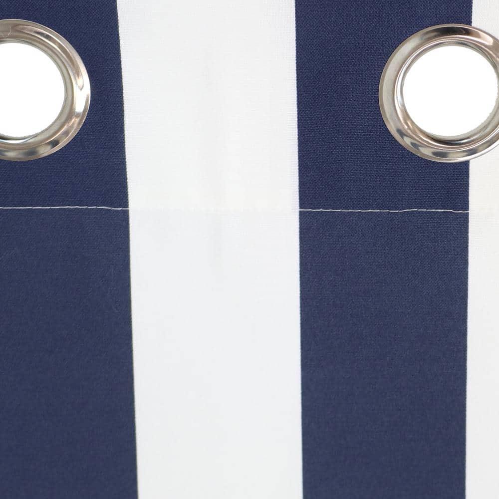 Sunnydaze Modern 2-Piece Blue and White Stripe Light-Filtering Curtain Set