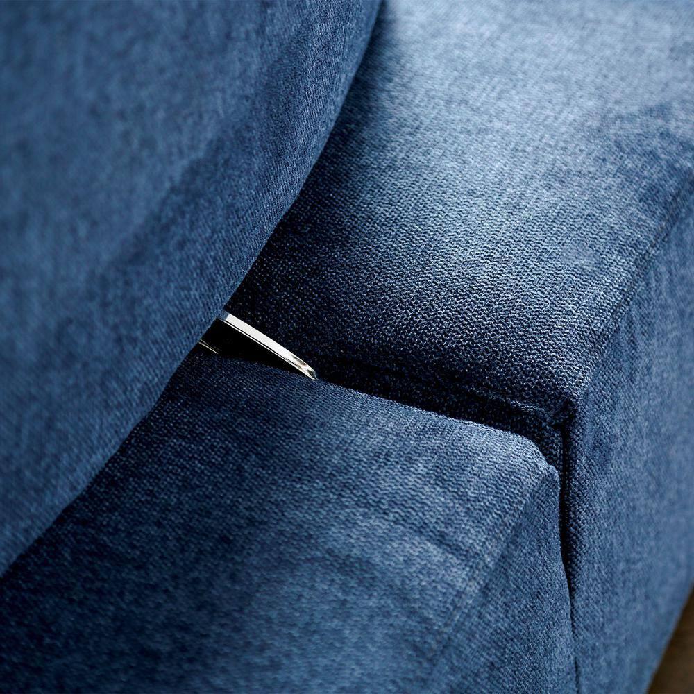 HOMES: Inside + Out Povoa Modern Modular Armless Chair Chenille with Extendable Backrest Blue