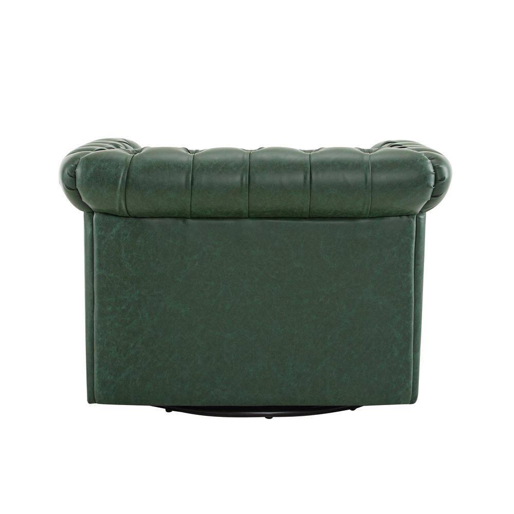 Christopher Knight Home Andrew Upholstered Button Tufted Swivel Club Chair with Roll Arms, Dark Green