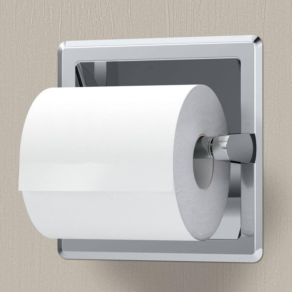 Wall Mounted Recessed Toilet Paper Holder | Pivoting Toilet Paper Roll Holder | Hotel Style In Wall Toilet Paper Holder for Regular Roll