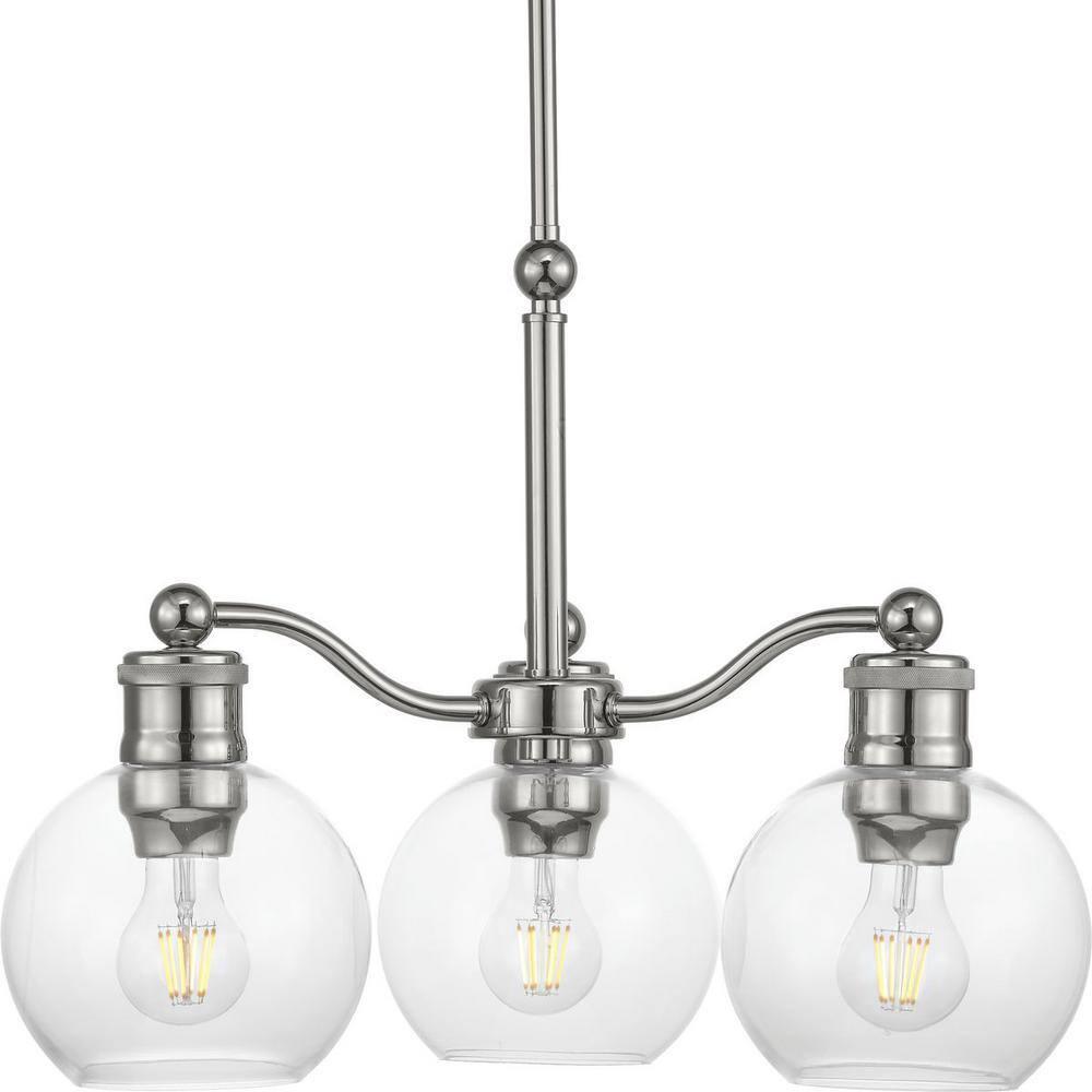 Progress Lighting Hansford 3-Light Chandelier Polished Nickel Industrial Chandelier