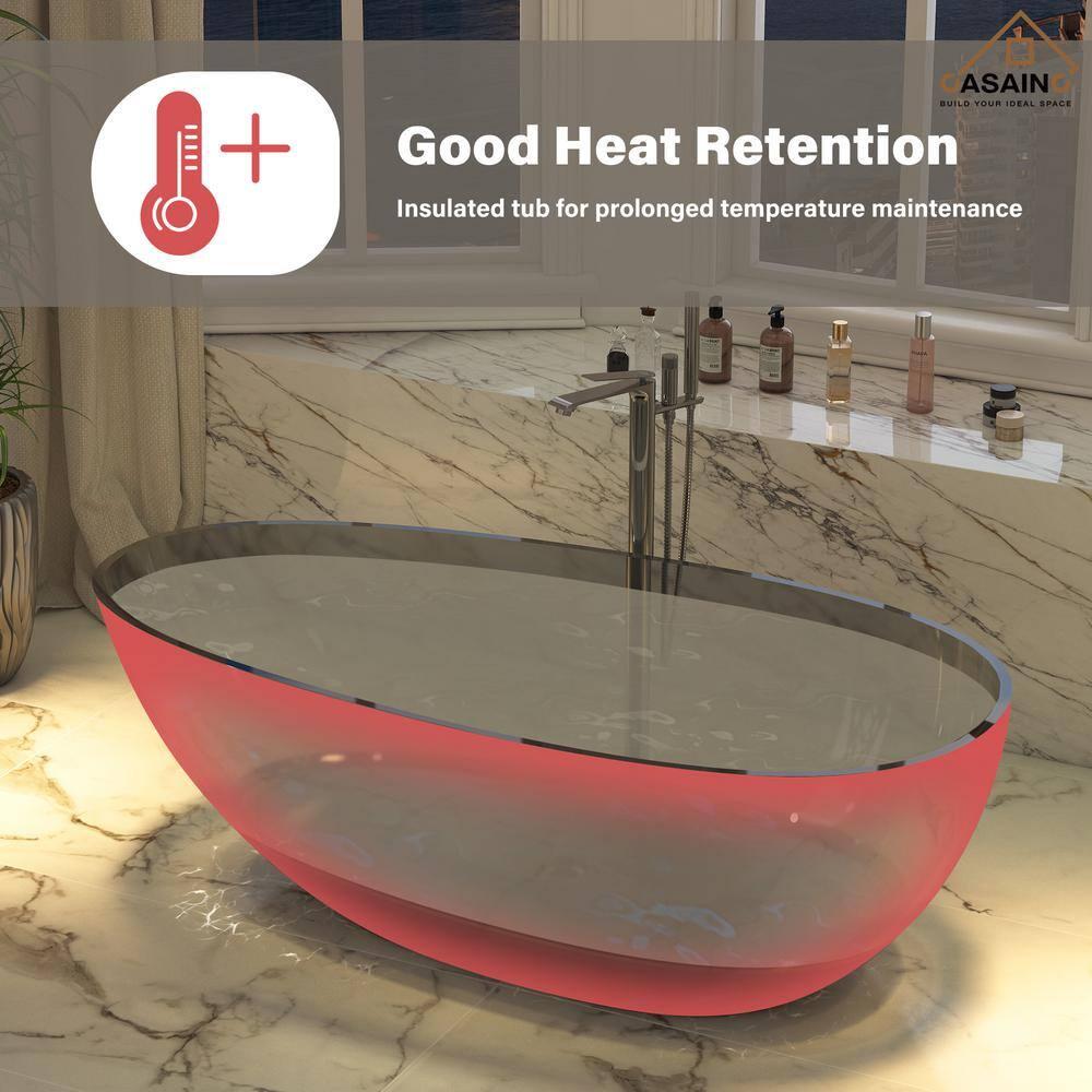 67'' x 34'' Egg Semi Transparent Resin Freestanding Soaking Bathroom Bathtub