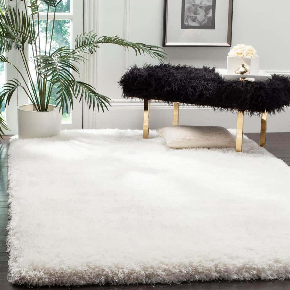 Luxe Shag SGX160 Hand Tufted Indoor Area Rug - Ivory - 6'x6' - Safavieh