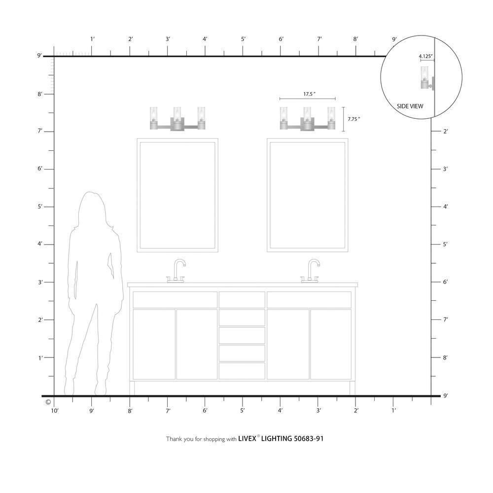 Livex Lighting Midtown 3 - Light Vanity in  Brushed Nickel