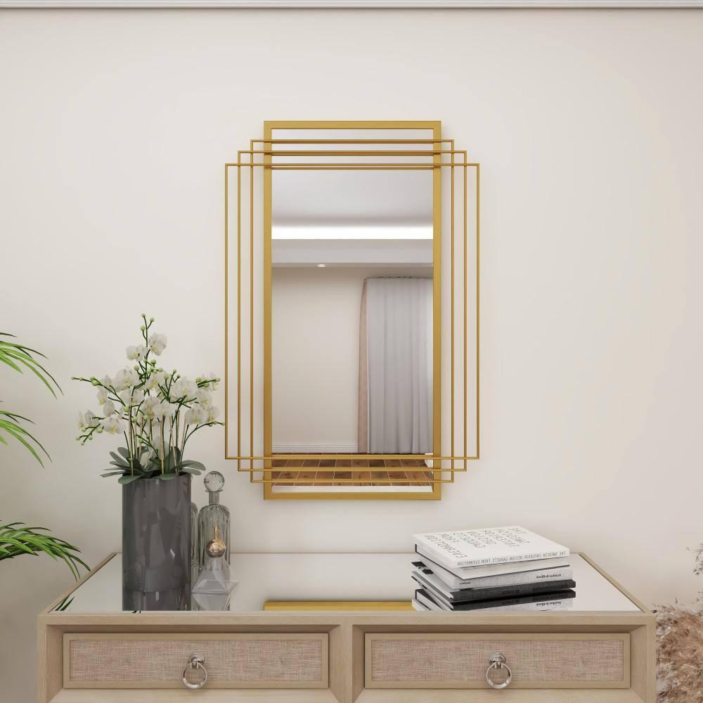 CosmoLiving by Cosmopolitan CosmoLiving by Cosmopolitan Gold Metal Geometric Wall Mirror
