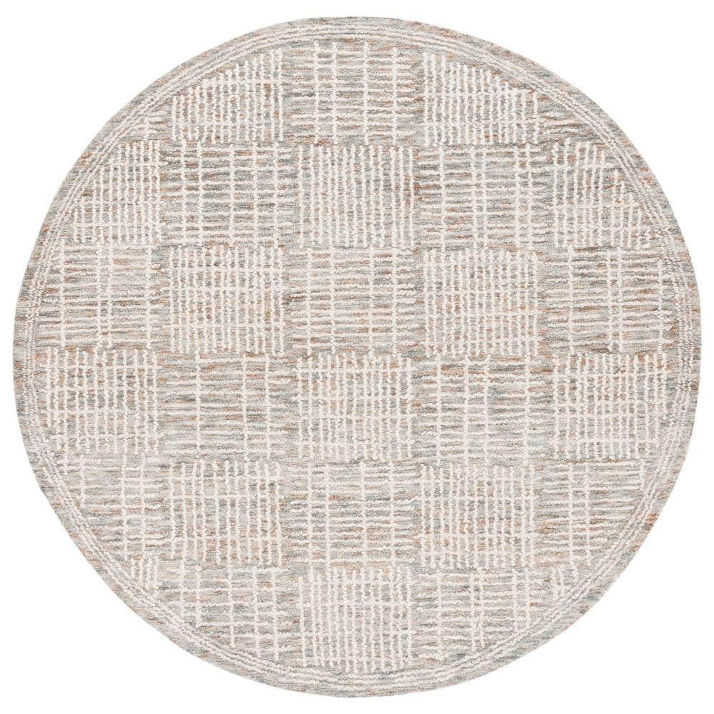 SAFAVIEH Abstract Milan Striped Area Rug, Brown/Ivory, 6' x 6' Round
