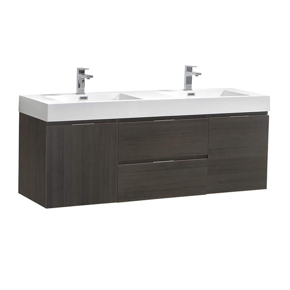 Fresca Valencia 60" Wall Mount Double Sink Bathroom Vanity with Top and Sinks (Faucets Not Included)
