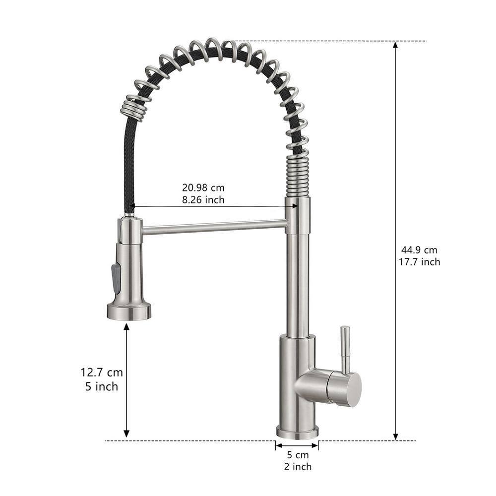 Fairub MAMCPM Brushed Nickel Kitchen Faucet With Pull Down Sprayer, Stainless Steel Kitchen Sink Faucets