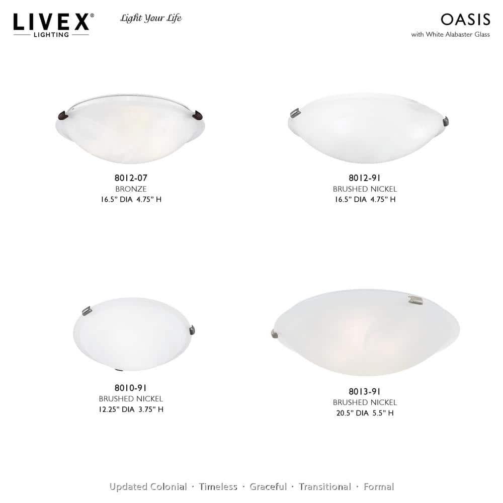 Livex Lighting Oasis 2 - Light Flush Mount in  Brushed Nickel