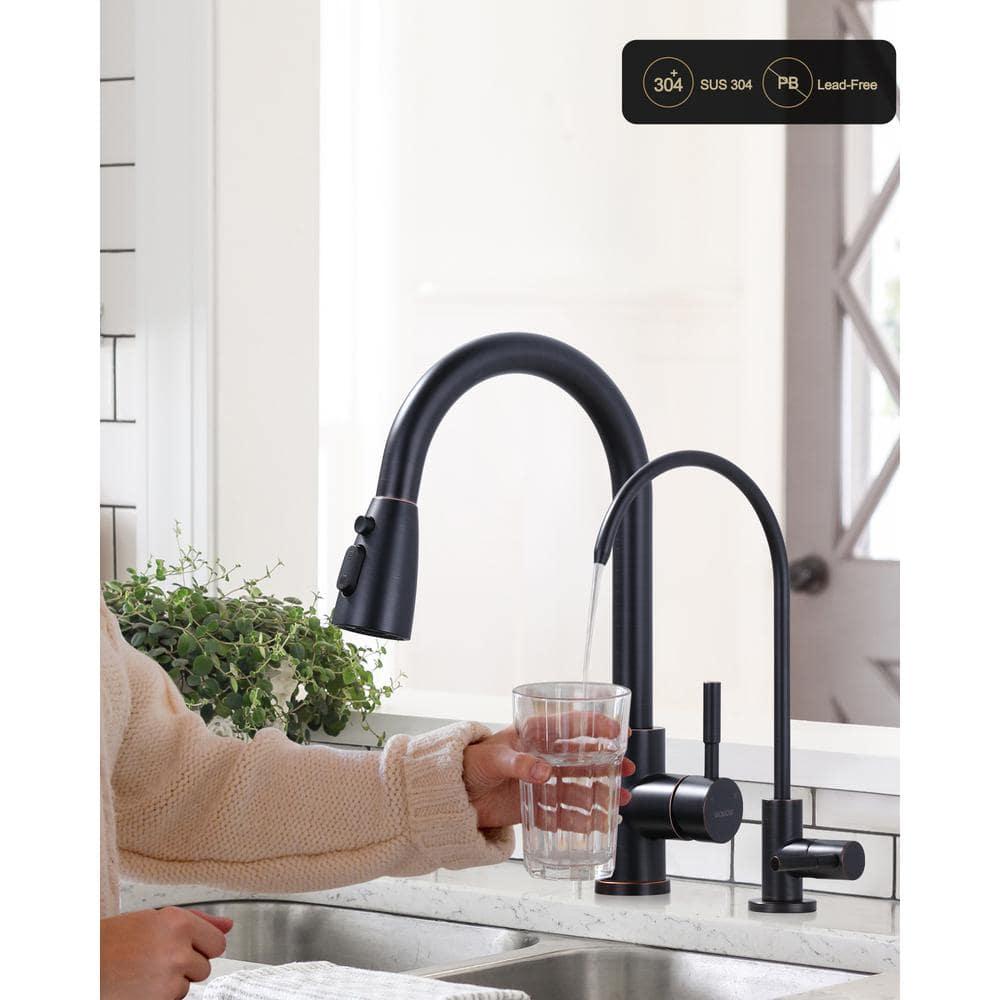 ARCORA ARCORA Stainless Steel Pull-Down Kitchen Faucet and Water Filter Faucet Combo AR7100301RB-L