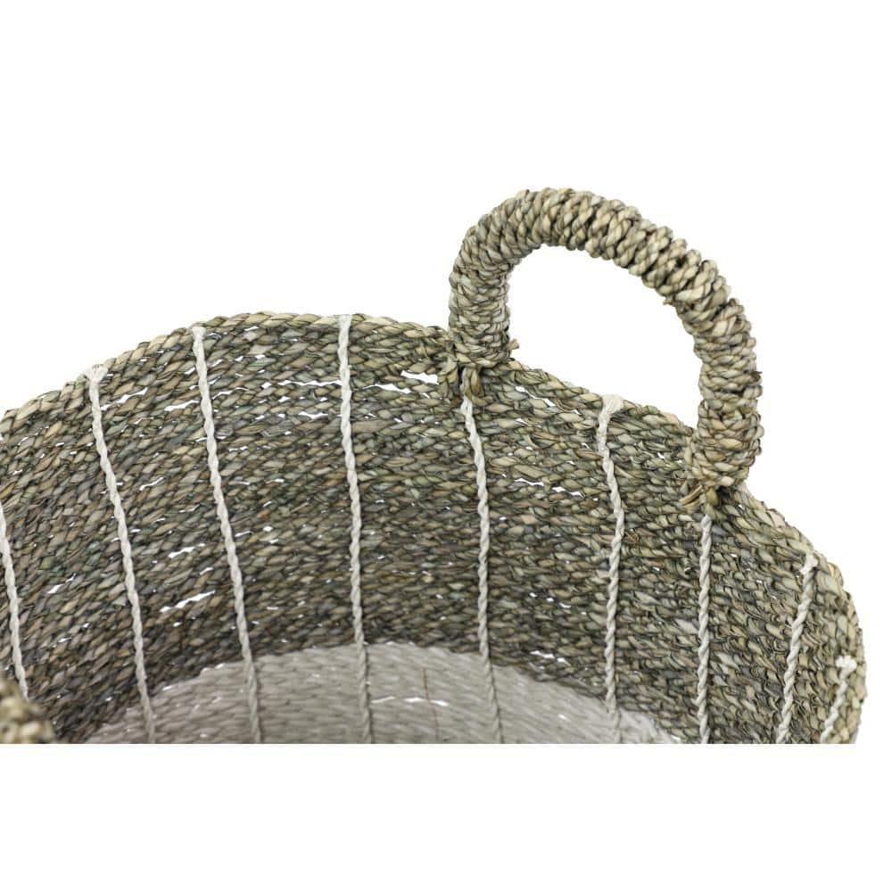 DecMode 17", 16", 14" White Sea Grass Contemporary Storage Basket, 3 - Pieces