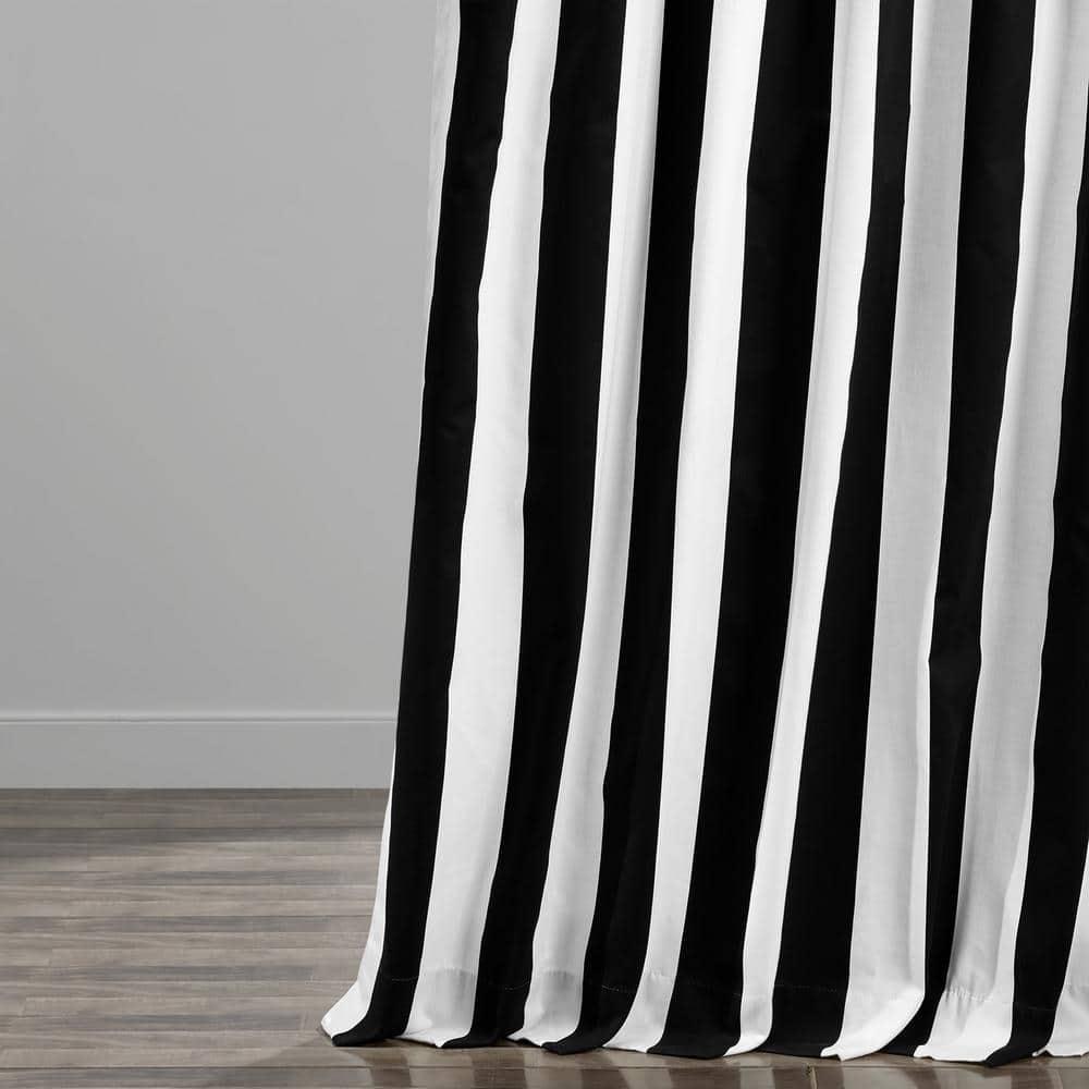 Cabana Black Printed Cotton Curtain (1 Panel), Cabana Black, 50W X 120L